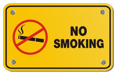 No smoking yellow sign - rectangle sign clipart