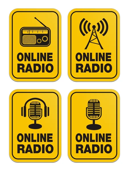 Signes radio jaune en ligne — Image vectorielle