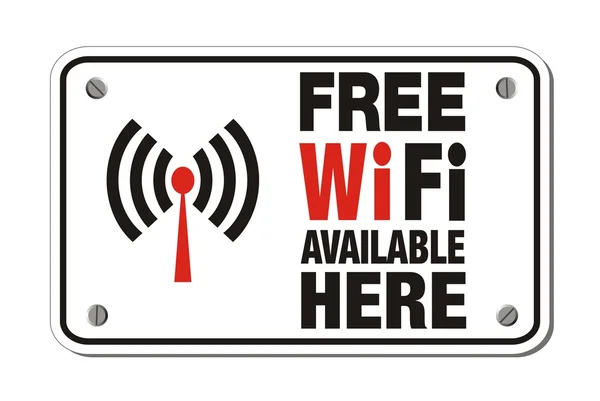 Wi-Fi gratis disponible aquí - signo de rectángulo — Vector de stock