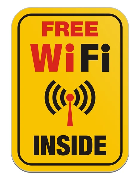 Wi-Fi gratuit à l'intérieur - signe jaune — Image vectorielle