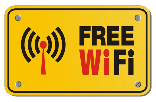 Ücretsiz Wi-Fi sarı işareti - dikdörtgen — Stok Vektör