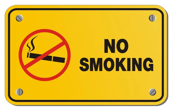 黄色の禁煙の標識 - 四角形の記号 — ストックベクタ