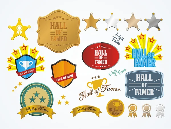 Hall of famer insignias - conjuntos de vectores — Archivo Imágenes Vectoriales