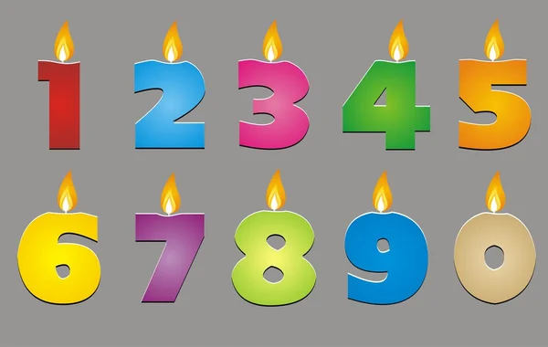 Colorful number candles for decorated — Stock Vector