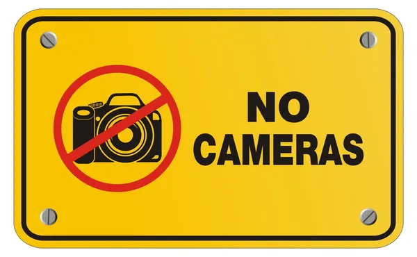 No camera yellow sign - rectangle sign — Stock Vector