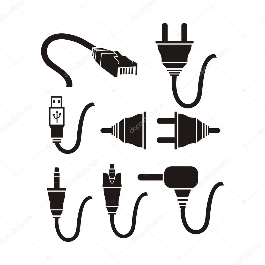Plug cable icons sets