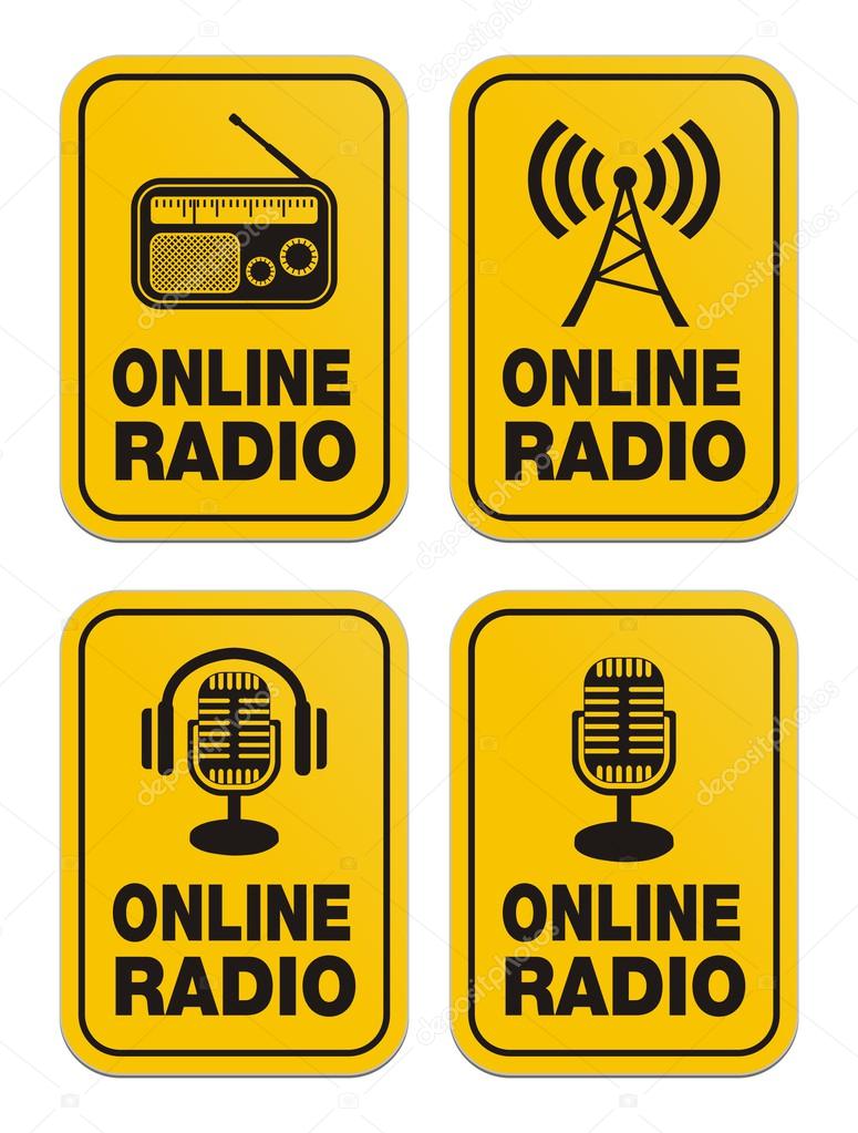 Online radio yellow signs