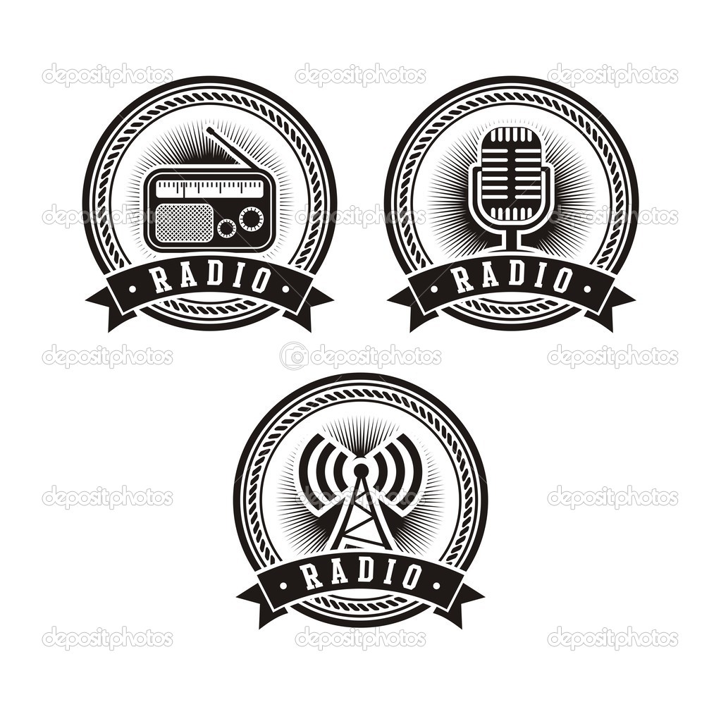 Set of radio badges