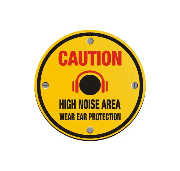 Caution high noise area - circle sign — Stock Vector