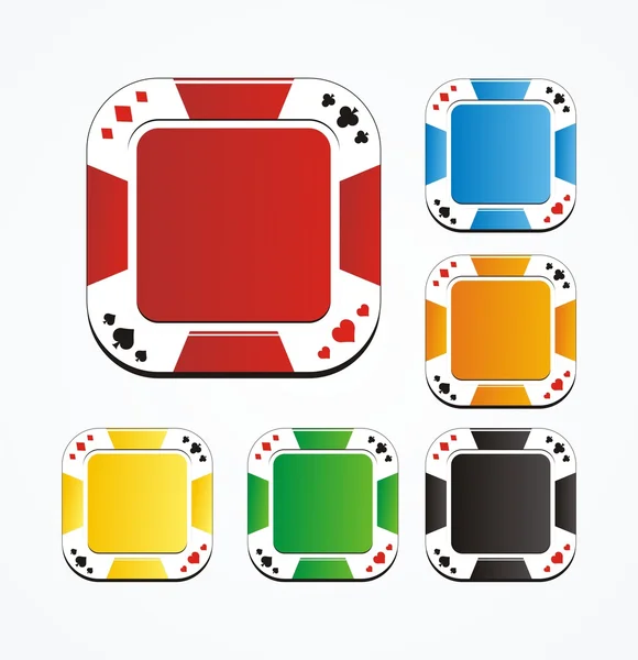 Poker chips knoppen - geschikt voor knop apps — Stockvector