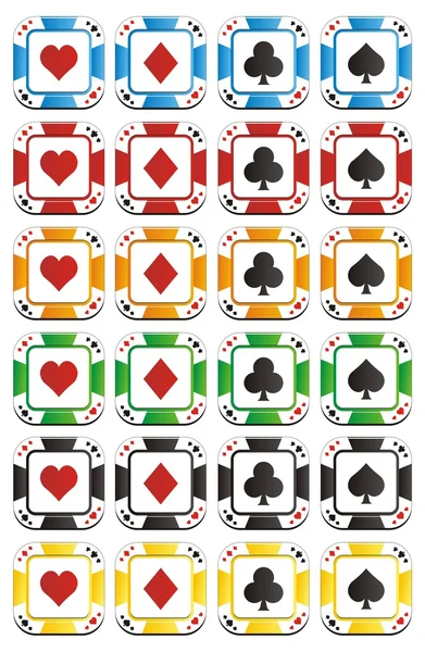 Poker chip knappen apps — Stock vektor