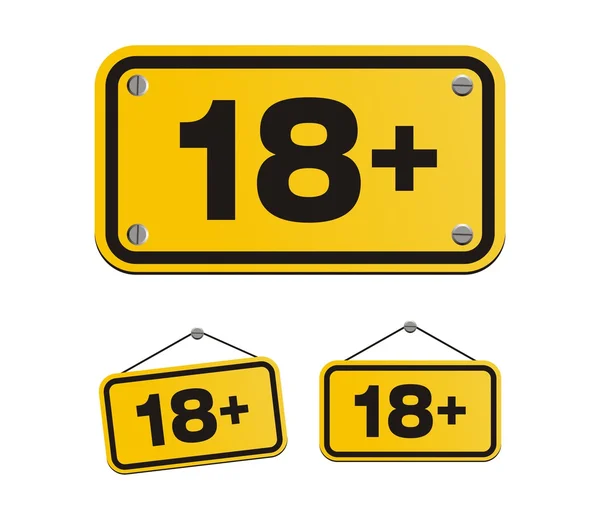 18 plus žluté značky — Stockový vektor