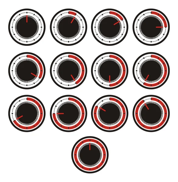 Timer icon sets - red indicator — Stock Vector