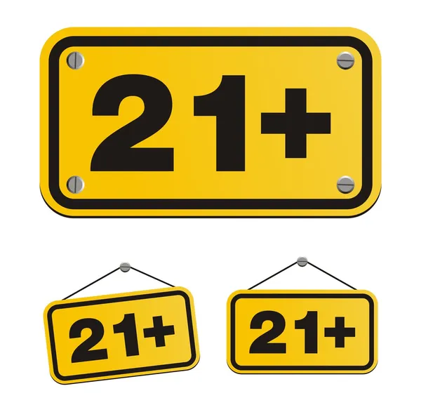 21 más signos amarillos — Vector de stock