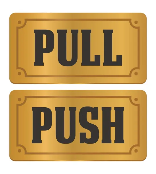 Pull and push - gold door signs Vector Graphics