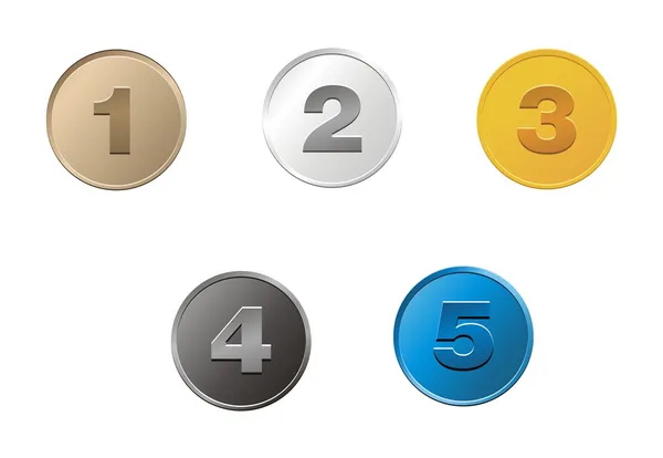 1,2,3,4,5 coins — Stock Vector