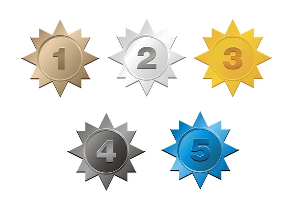 1,2,3,4,5 badges — Stock Vector