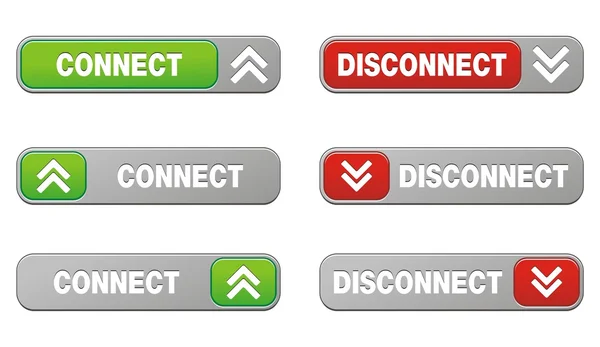 Connect disconnect button sets — Stock Vector