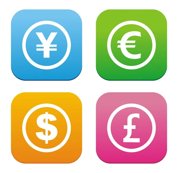 Currency icons - flat style icons — Stock Vector