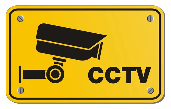 CCTV gul skylt - rektangel tecken — Stock vektor