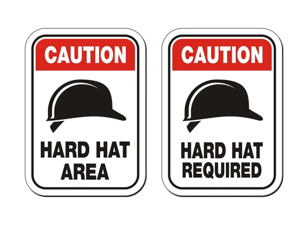 Uwaga twardy kapelusz wymagane znaki - znaki bezpieczeństwa — Wektor stockowy
