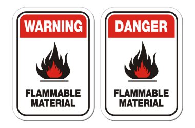 Warning and danger flammable material signs clipart