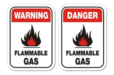 Warning and danger flammable gas signs clipart