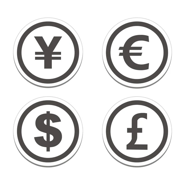 Currency circle sticker sets — Stock Vector