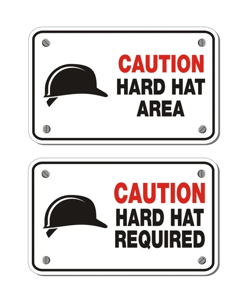 Precaución signos de área de sombrero duro - signos rectángulos — Archivo Imágenes Vectoriales