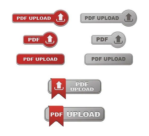 PDF ladda upp knappar — Stock vektor