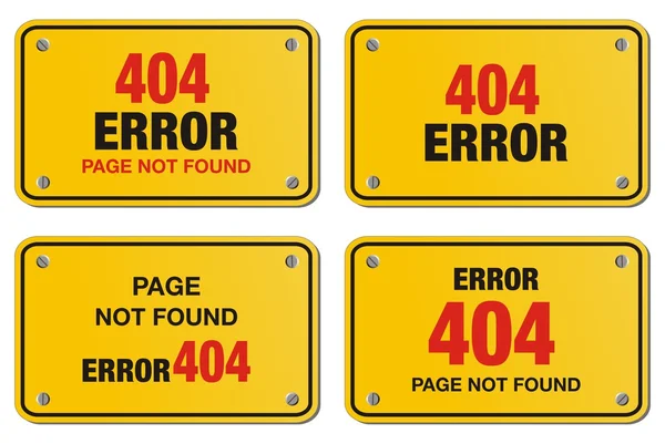 Errore 404 segno giallo - segno rettangolo — Vettoriale Stock