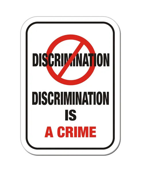 Discrimination is a crime sign — Stock Vector