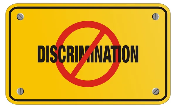 Segno giallo antidiscriminazione - segno rettangolo — Vettoriale Stock