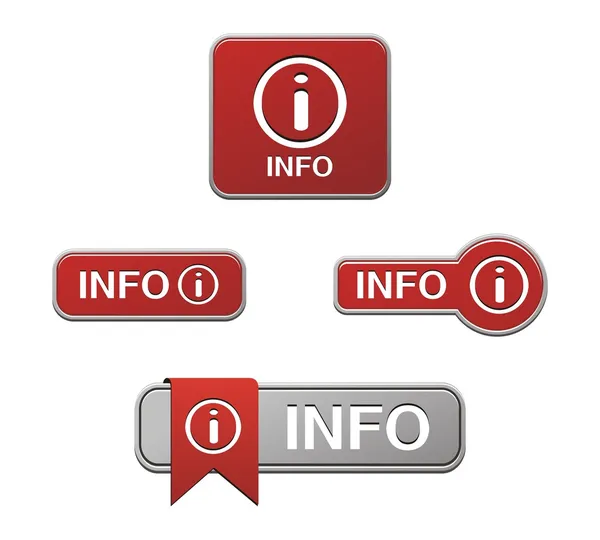 Botones de información roja — Vector de stock