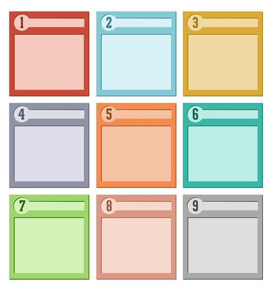 Шаблоны с номером 1-9
