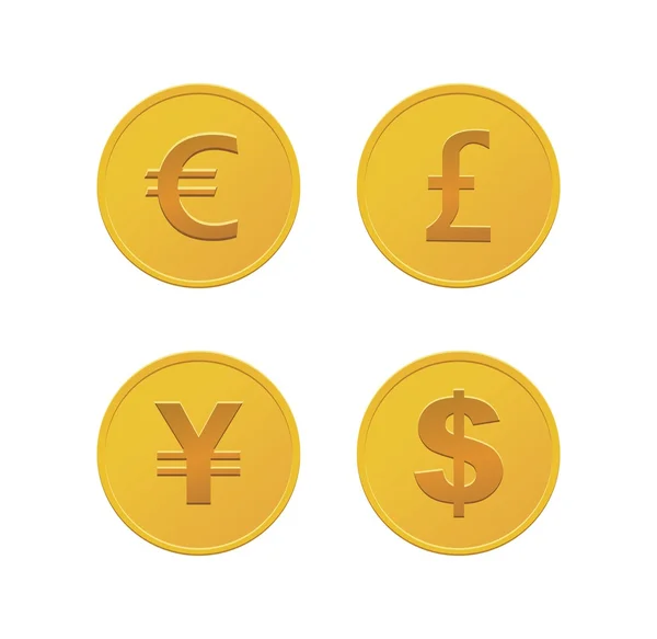 Valuta érmék - arany — Stock Vector