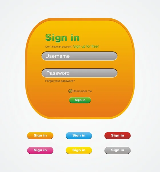 Orange sign in web form — Stock Vector