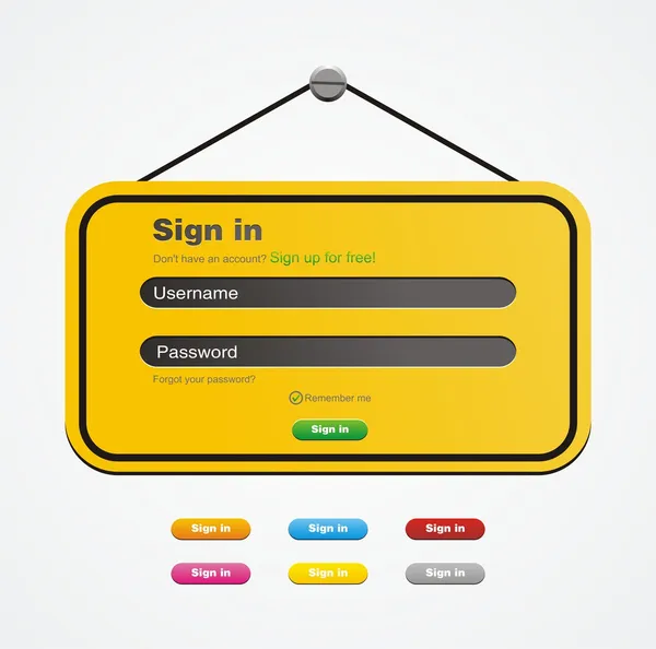 Login form - yellow sign style — Stock Vector