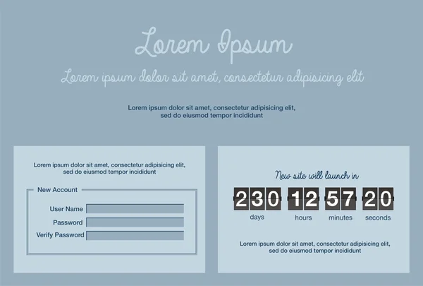 Página de lanzamiento con nuevo registro de cuenta — Archivo Imágenes Vectoriales