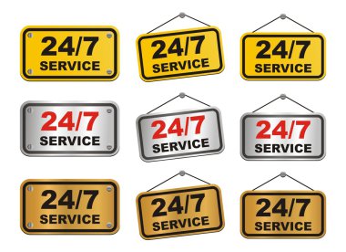 24 hour 7 day service sign clipart