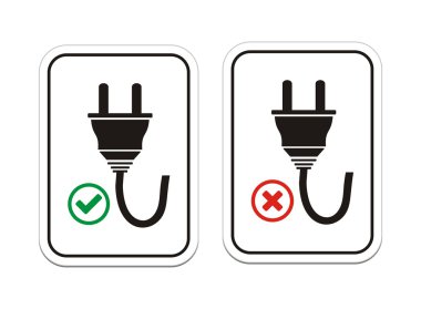 Plugged and un-plugged signs clipart