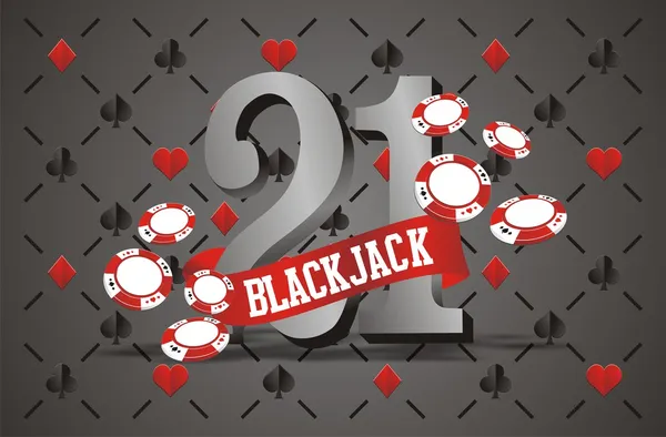 Banner de blackjack con fondo de naipe — Vector de stock