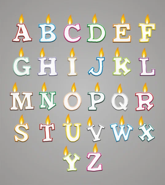 Vela alfabeto com contorno colorido — Vetor de Stock