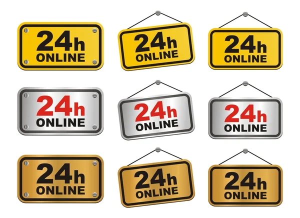 24 horas de sinal online — Vetor de Stock