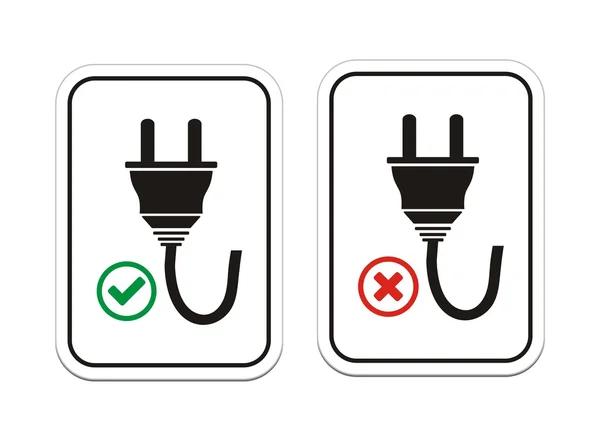 Plugged and un-plugged signs — Stock Vector