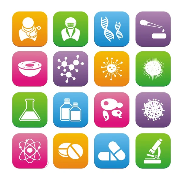 Conjuntos de iconos de estilo plano de biotecnología Vectores de stock libres de derechos