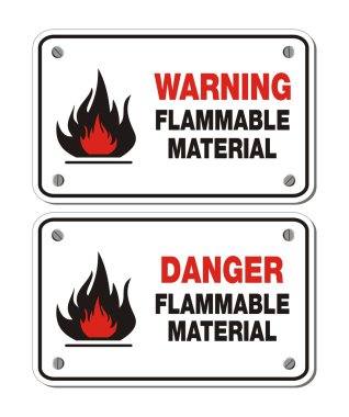 Rectangle signs - warning and danger flammable material clipart