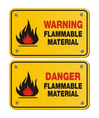Rectangle yellow signs - warning and danger flammable material clipart