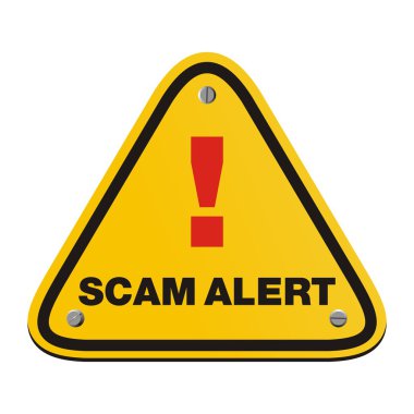 Scam alert yellow sign - triangle sign clipart