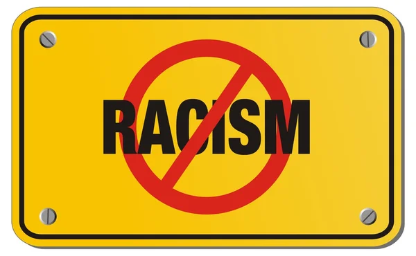 Anti racism sign - yellow signs — Stock Vector